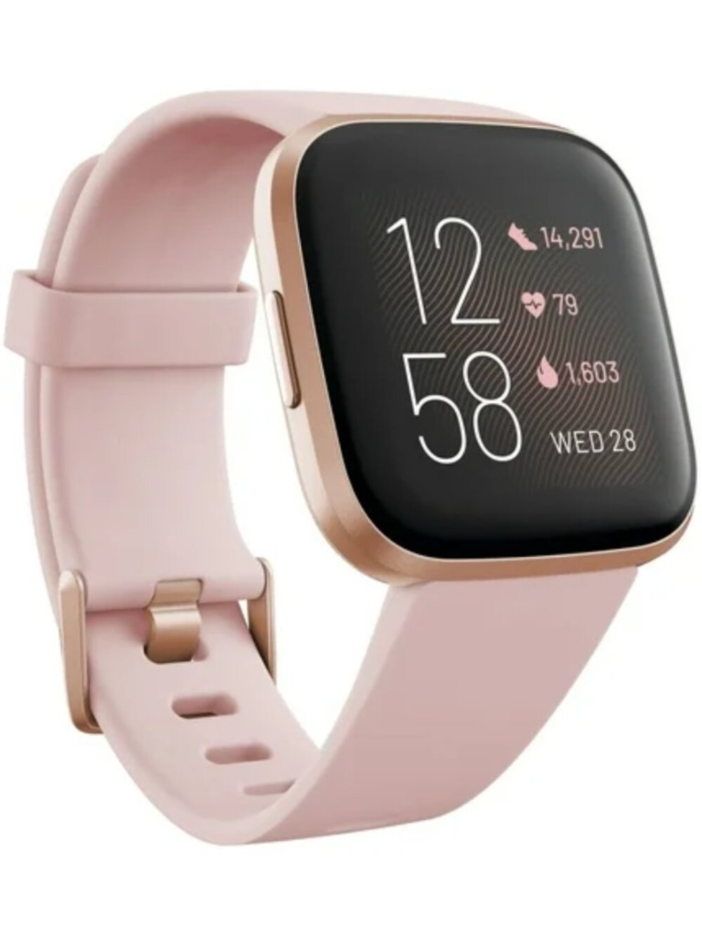 Fitbit Versa 2 Smartwatch Pink Rose Gold w/ Charger Extra Band & Box